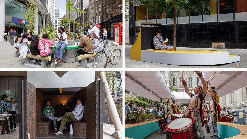 A collage of four urban interventions