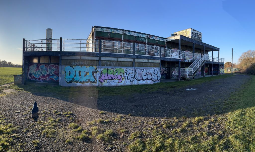 A 'before' image of the graffitied pavilion